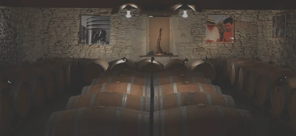 The barrel cellar at Château Molhière